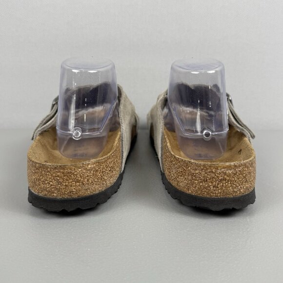 Birkenstock Sandals Men 44 US 11 Taupe Lugano Soft Footbed Suede Leather Slip On - Picture 4 of 9